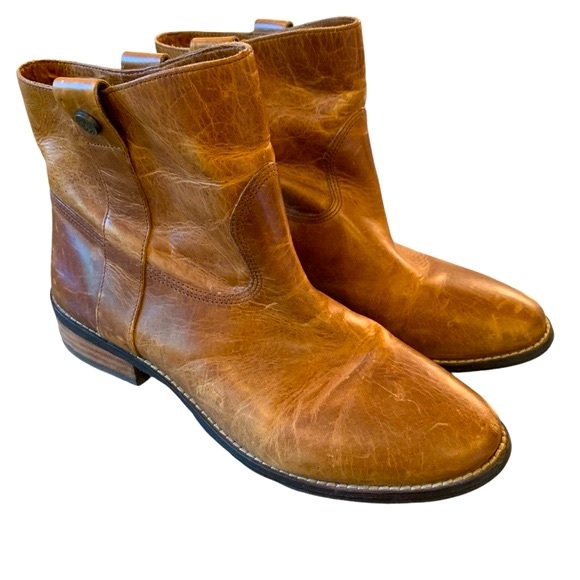 Vince Camuto sz 8 Maxon Caramel Leather Women's Ankle Western Boots Distressed - Picture 3 of 9